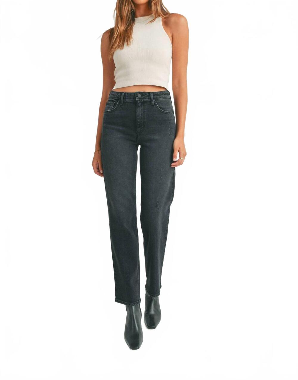 NEW JUST BLACK DENIM women's full length straight jeans in washed black